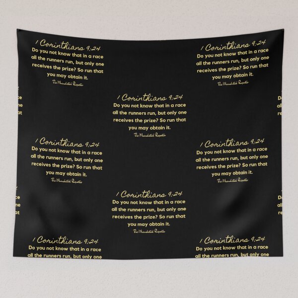 Item preview, Marathon Race Scripture Quote I Corinthians 9:24 - Black and Yellow designed and sold by TheReporter1.