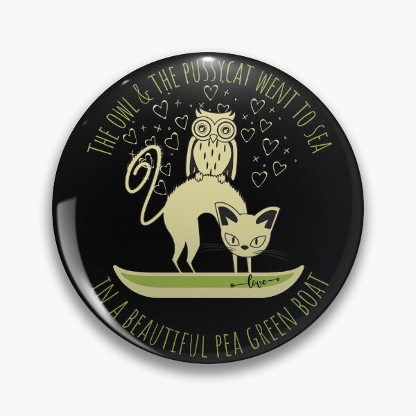 Item preview, An owl and a cat, the owl and the pussycat, went to sea, poetry quote, peagreen boat designed and sold by allycat57.