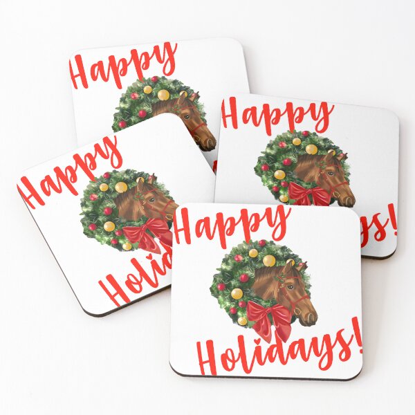 Item preview, Happy Holidays! Christmas Horse with Wreath designed and sold by horseymj1.