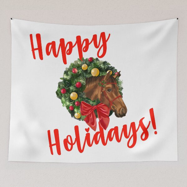 Item preview, Happy Holidays! Christmas Horse with Wreath designed and sold by horseymj1.