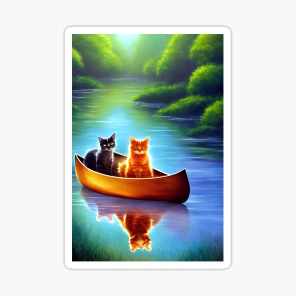 Cats in a Canoe Sticker