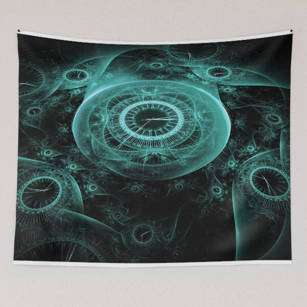 Item preview, Green Fractal Clock Art designed and sold by RepublicOfFire.