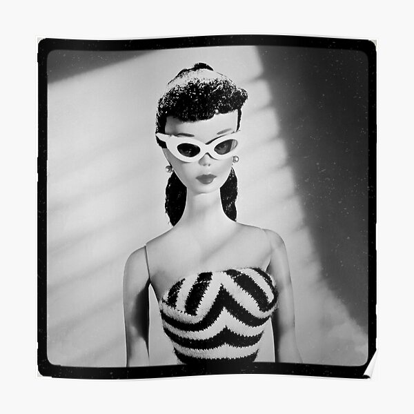 Retro Doll Black and White Frame Poster