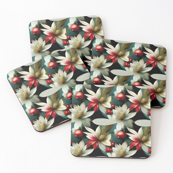 Item preview, White and Red Christmas Flowers designed and sold by Unicorn Trainwreck.