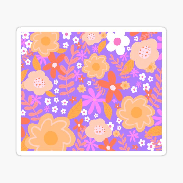 Light-Plum, White, Tomato, Pink and Peach-Orange Floral Design. Sticker