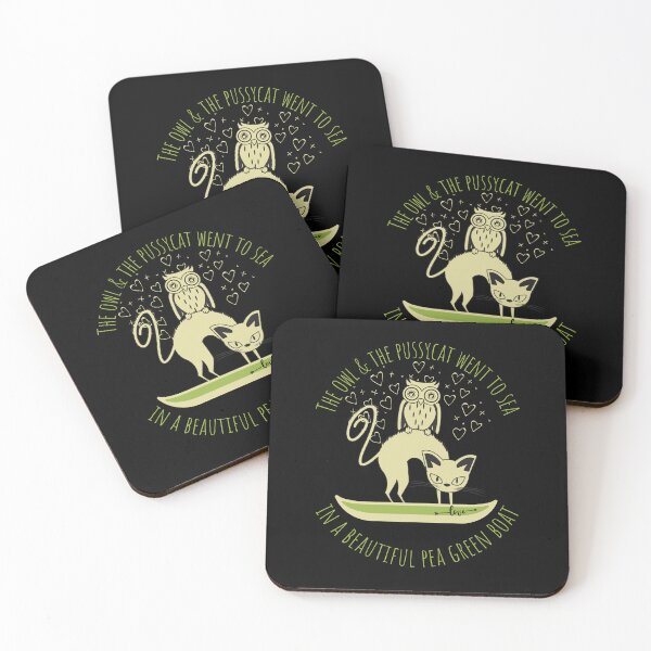 Item preview, An owl and a cat, the owl and the pussycat, went to sea, poetry quote, peagreen boat designed and sold by allycat57.