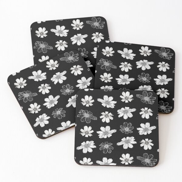 Item preview, Cosmos flowers minimal on black -Med Scale designed and sold by artbyruthandco.