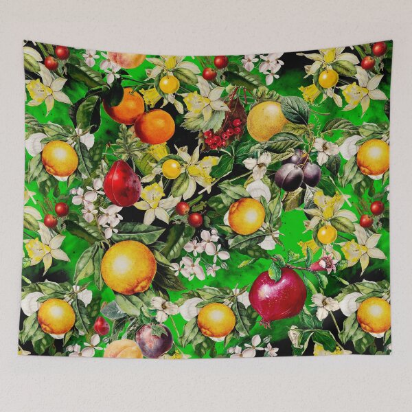 Item preview, Trendy Blooming citrus fruits paradise, orange botanical illustration, green floral illustration    designed and sold by ZeinabTaha.