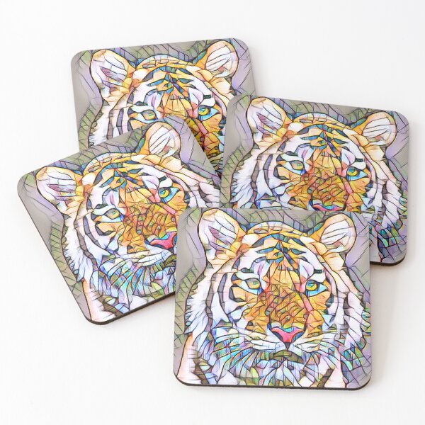 Item preview, Stained Glass / Mosaic Tiger designed and sold by Edenglow Prints & Peculiars.