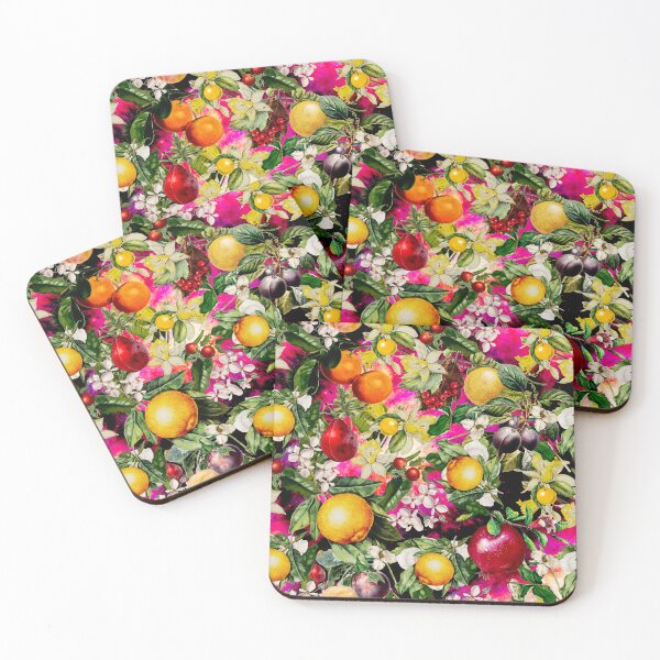 Item preview, Trendy Blooming citrus fruits paradise, orange botanical illustration, pink floral illustration    designed and sold by ZeinabTaha.