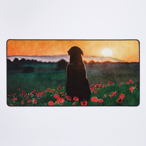 Item preview, Dog watching sunset in poppy field - never forget designed and sold by tinytiger77.
