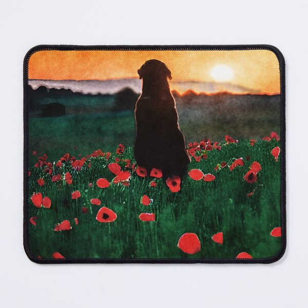 Item preview, Dog watching sunset in poppy field - never forget designed and sold by tinytiger77.