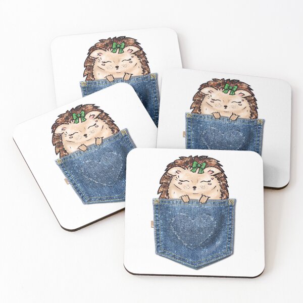 Item preview, Cute Hedgehog in a Denim Pocket Kawaii Fashion designed and sold by Jolly-Yosei.