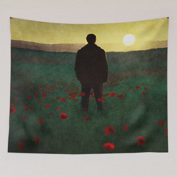 Item preview, Man watching sunset in poppy field - never forget designed and sold by tinytiger77.