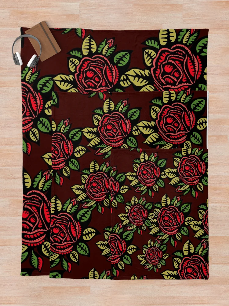 Thumbnail 5 of 6, Throw Blanket, Abstract Roses Design designed and sold by RepublicOfFire.