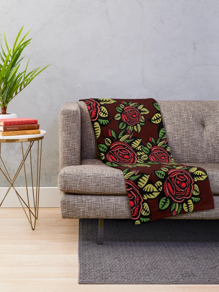 Thumbnail 2 of 6, Throw Blanket, Abstract Roses Design designed and sold by RepublicOfFire.