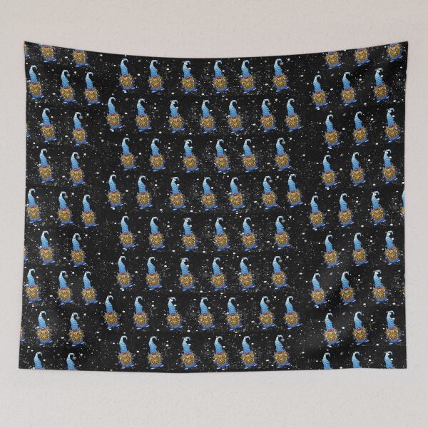 Item preview, Christmas Gnomes Snowflakes Pattern, Blue Hat Gnomes on White Snowflakes designed and sold by Chi  Gardens.