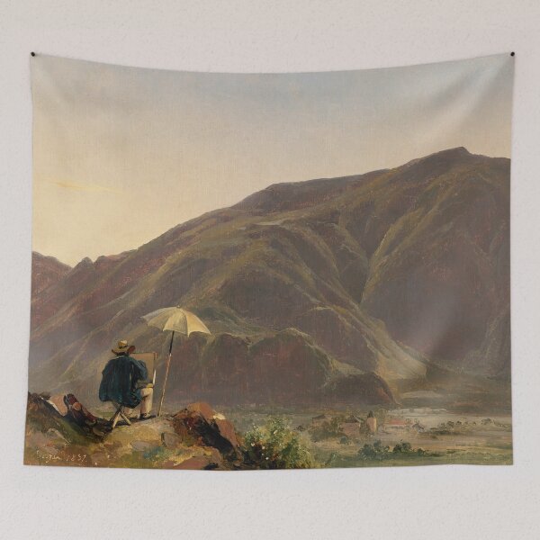 Item preview, View of Bozen with a Painter | Jules Coignet | 1837 French Landscape Art designed and sold by CJET.