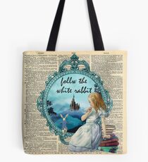 Follow The White Rabbit - Vintage Dictionary page Tote Bag