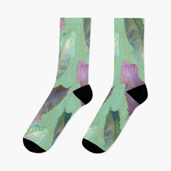 Item preview, Watercolor Leaves minimal on "Green Wavy Fibers"- Large Scale   designed and sold by artbyruthandco.
