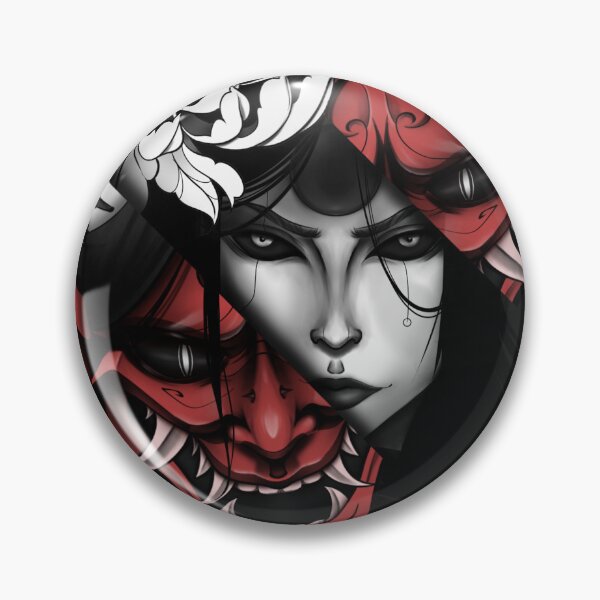 Artikelvorschau, Japanische Oni-Maske und Kiku entworfen und verkauft von Yunoart66.