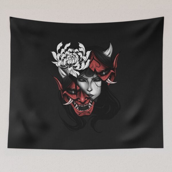 Item preview, Japanese Oni Mask and Kiku  designed and sold by Yunoart66.