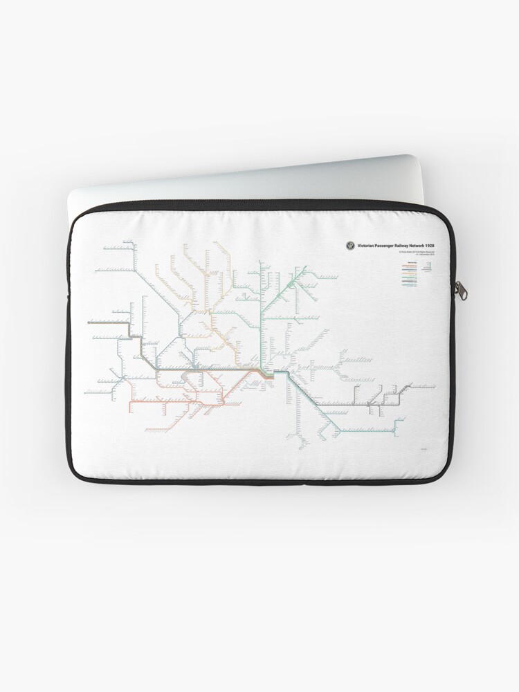 Thumbnail 1 of 2, Laptop Sleeve, 1928 Victorian Railways Map designed and sold by pmallis.