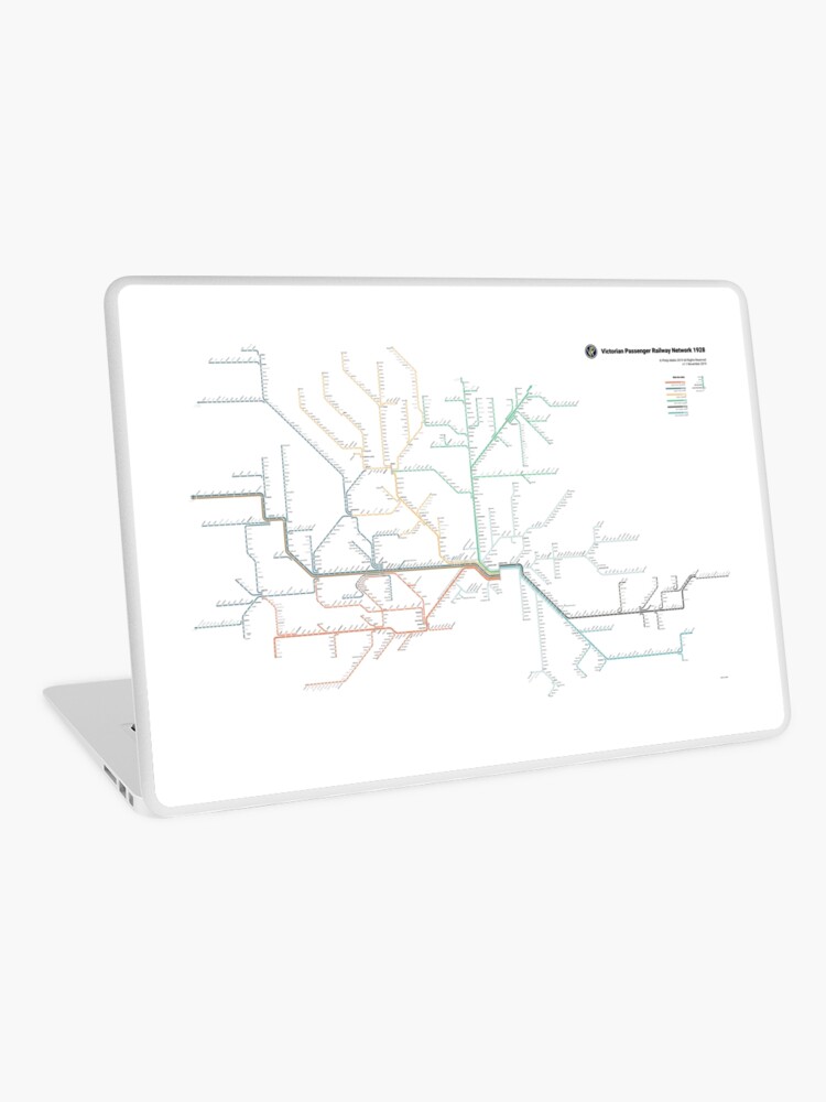 Thumbnail 1 of 2, Laptop Skin, 1928 Victorian Railways Map designed and sold by pmallis.