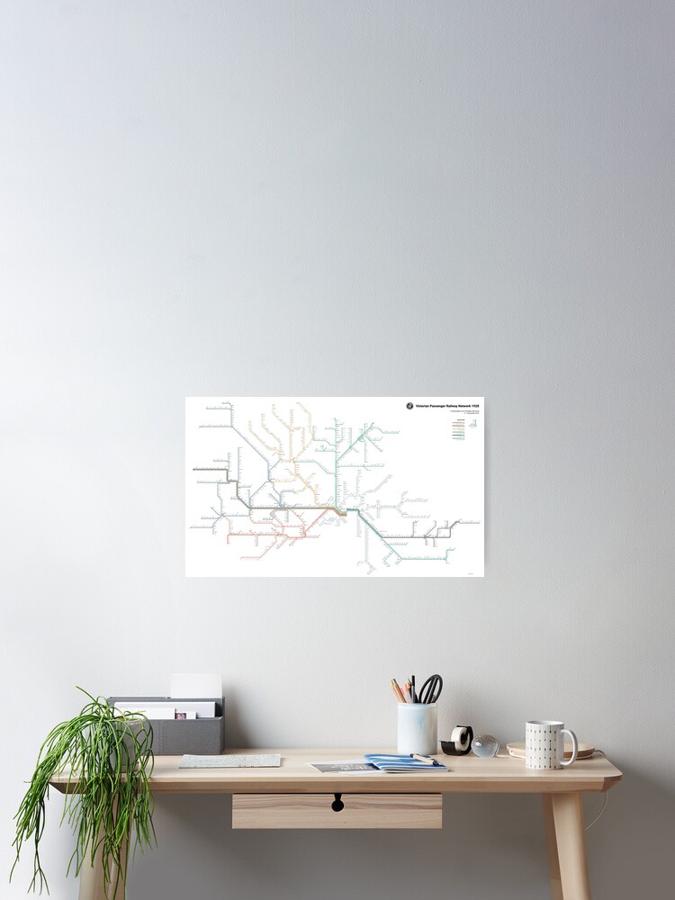Thumbnail 1 of 3, Poster, 1928 Victorian Railways Map designed and sold by pmallis.