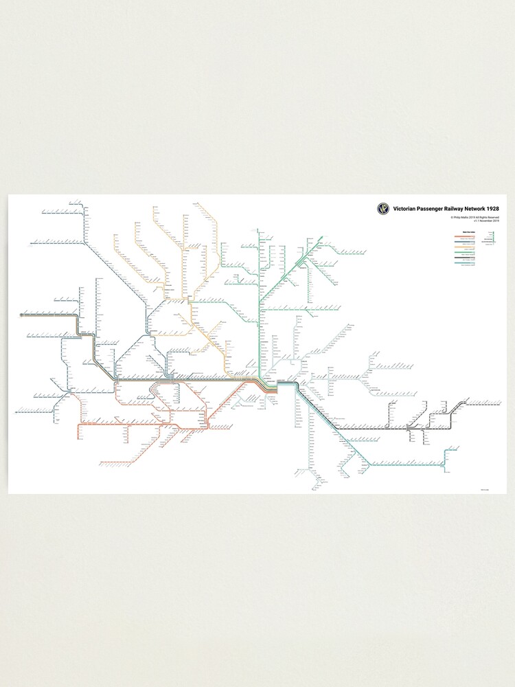 Thumbnail 2 of 3, Photographic Print, 1928 Victorian Railways Map designed and sold by pmallis.