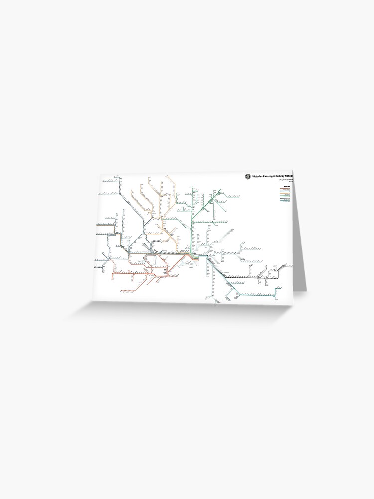 Thumbnail 1 of 2, Greeting Card, 1928 Victorian Railways Map designed and sold by pmallis.