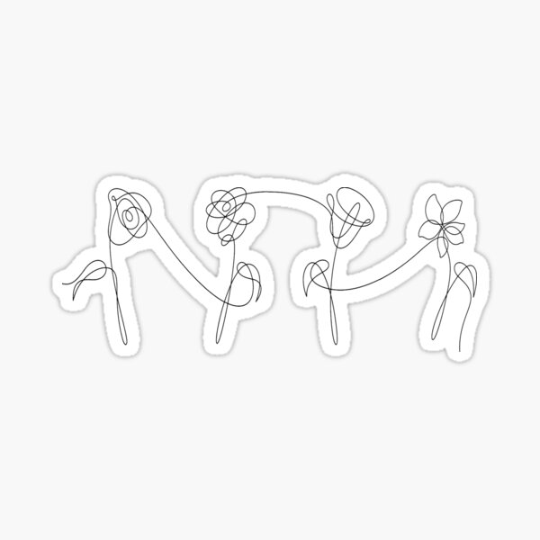 BTS FOUR FLOWERS BLACK Sticker