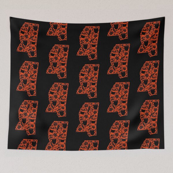 Item preview, Autumn Season Mississippi Red Silhouette With Black Background  designed and sold by missmann.