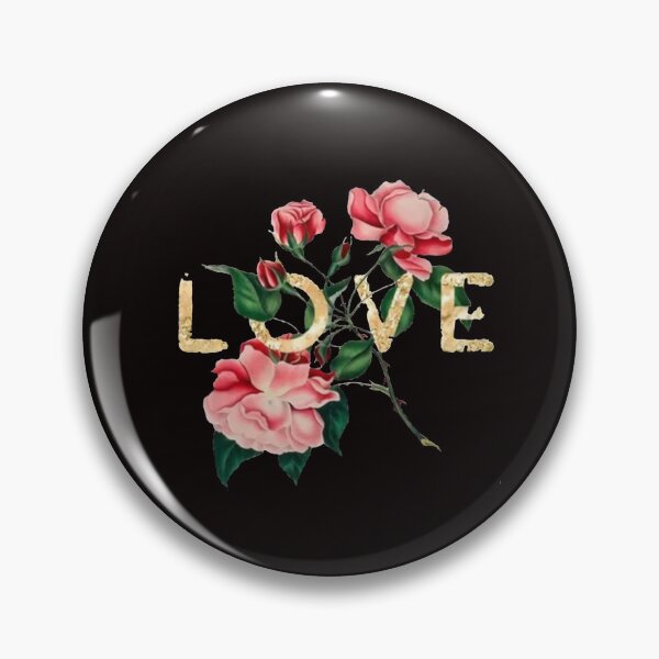 Item preview,  Gold Love Pink Rose Flower BLK designed and sold by Rowena Jones.