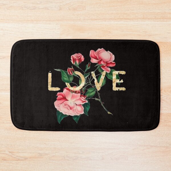 Item preview,  Gold Love Pink Rose Flower BLK designed and sold by Rowena Jones.