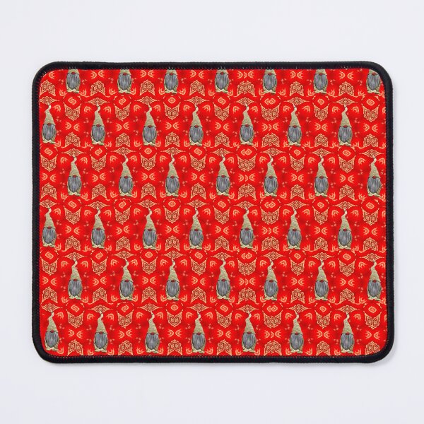Item preview, Red & Gold Christmas Gnomes Pattern, Gold  Hat Gnomes on Red Christmas background designed and sold by Chi  Gardens.