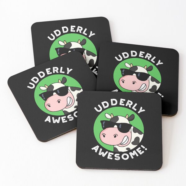 Item preview, Udderly Awesome Funny Cow Puns (Dark BG) designed and sold by punnybone.