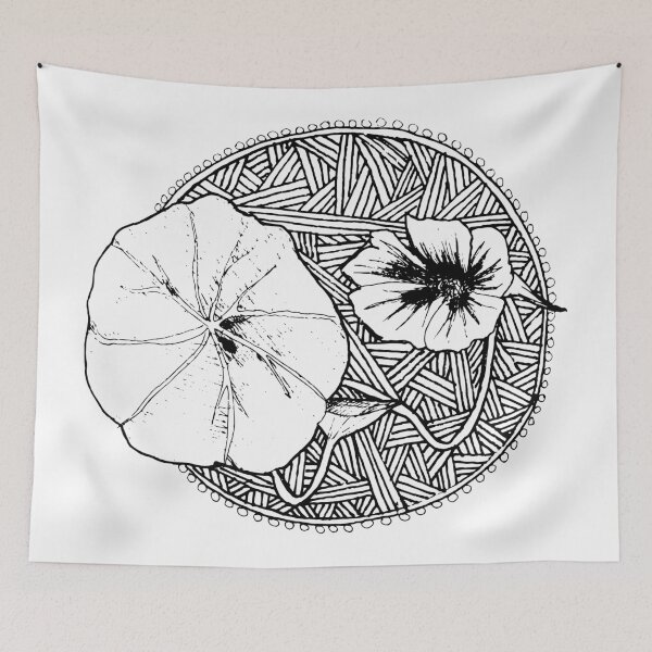 Item preview, Nasturtium flower zentangle designed and sold by Freja Friborg.