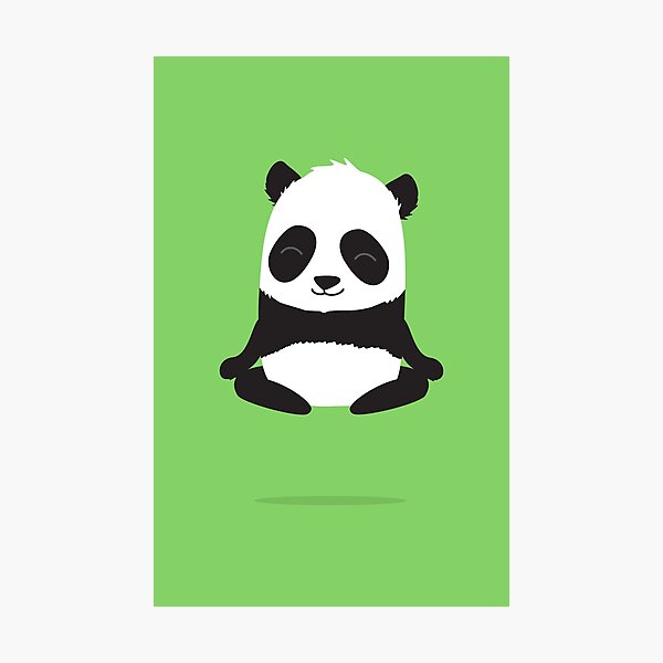 Panda Yoga meditating. Chinese bear on background of bamboo. Sta Stock  Vector