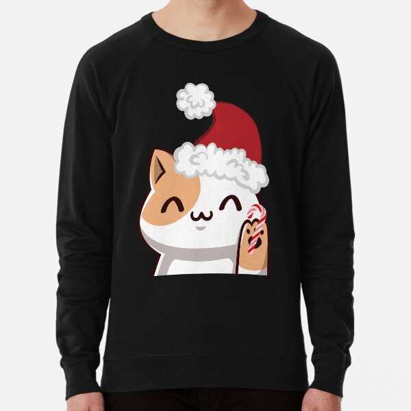 Item preview, A cat wearing Santa hat while holding a candy cane designed and sold by The-Blue-Feline.