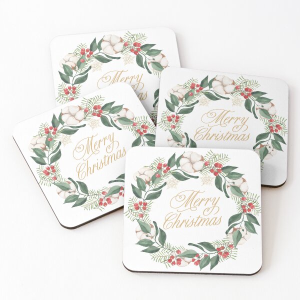 Item preview, Merry Christmas Watercolor Wreath with Berries designed and sold by silviaol.