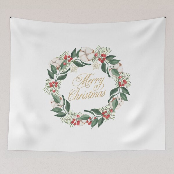 Item preview, Merry Christmas Watercolor Wreath with Berries designed and sold by silviaol.