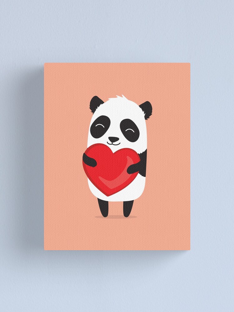 Lienzo «Panda amor Ilustración de dibujos animados lindo» de ADHD |  Redbubble