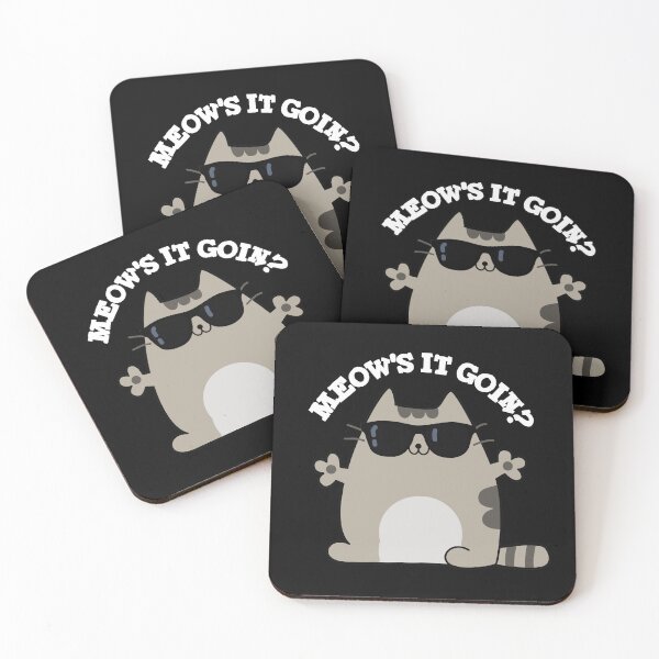 Item preview, Meow's It Goin Cute Cat Puns (Dark BG) designed and sold by punnybone.