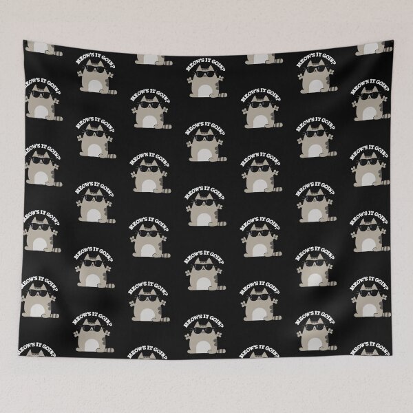 Item preview, Meow's It Goin Cute Cat Puns (Dark BG) designed and sold by punnybone.