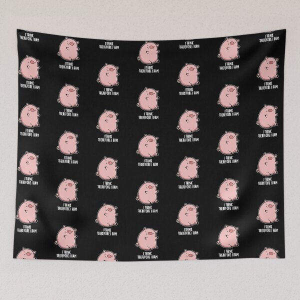 Item preview, I Think Therefore I Ham Funny Pig Puns (Dark BG) designed and sold by punnybone.