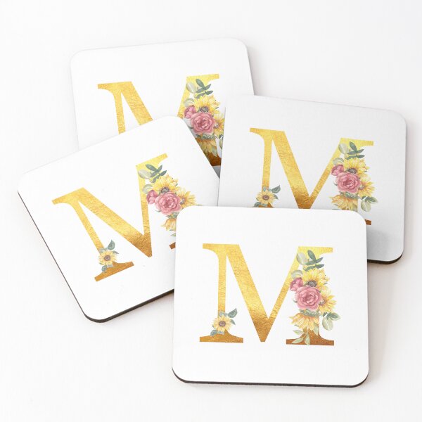 Item preview, Golden Color Monogram Letter M with Sunflowers designed and sold by silviaol.