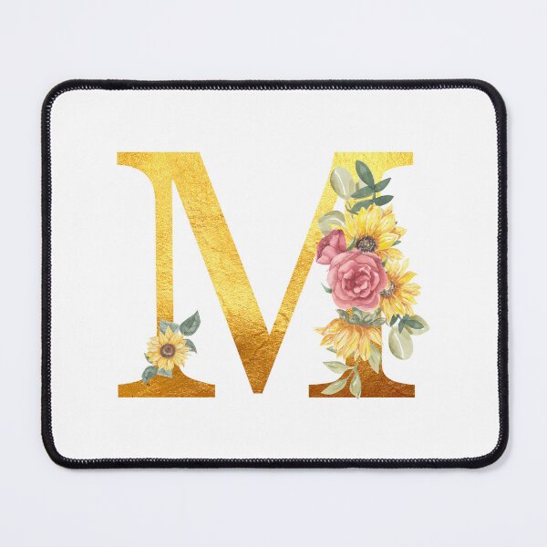 Item preview, Golden Color Monogram Letter M with Sunflowers designed and sold by silviaol.
