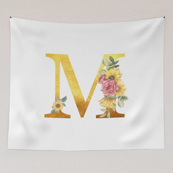 Item preview, Golden Color Monogram Letter M with Sunflowers designed and sold by silviaol.