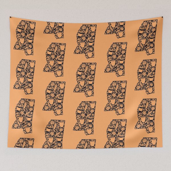 Item preview, Autumn Season Mississippi Black silhouette With Orange Background   designed and sold by missmann.